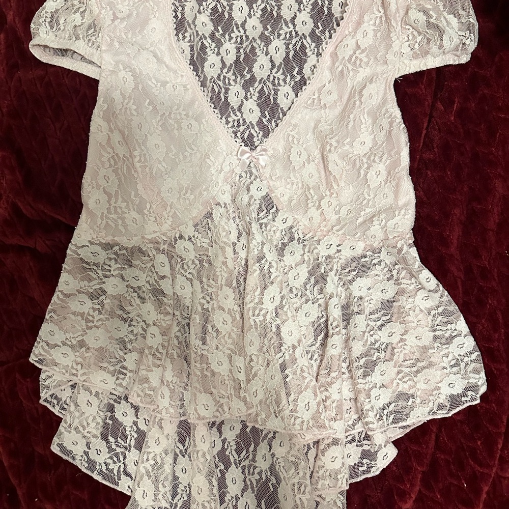 Lace Peplum Top in Light Pink